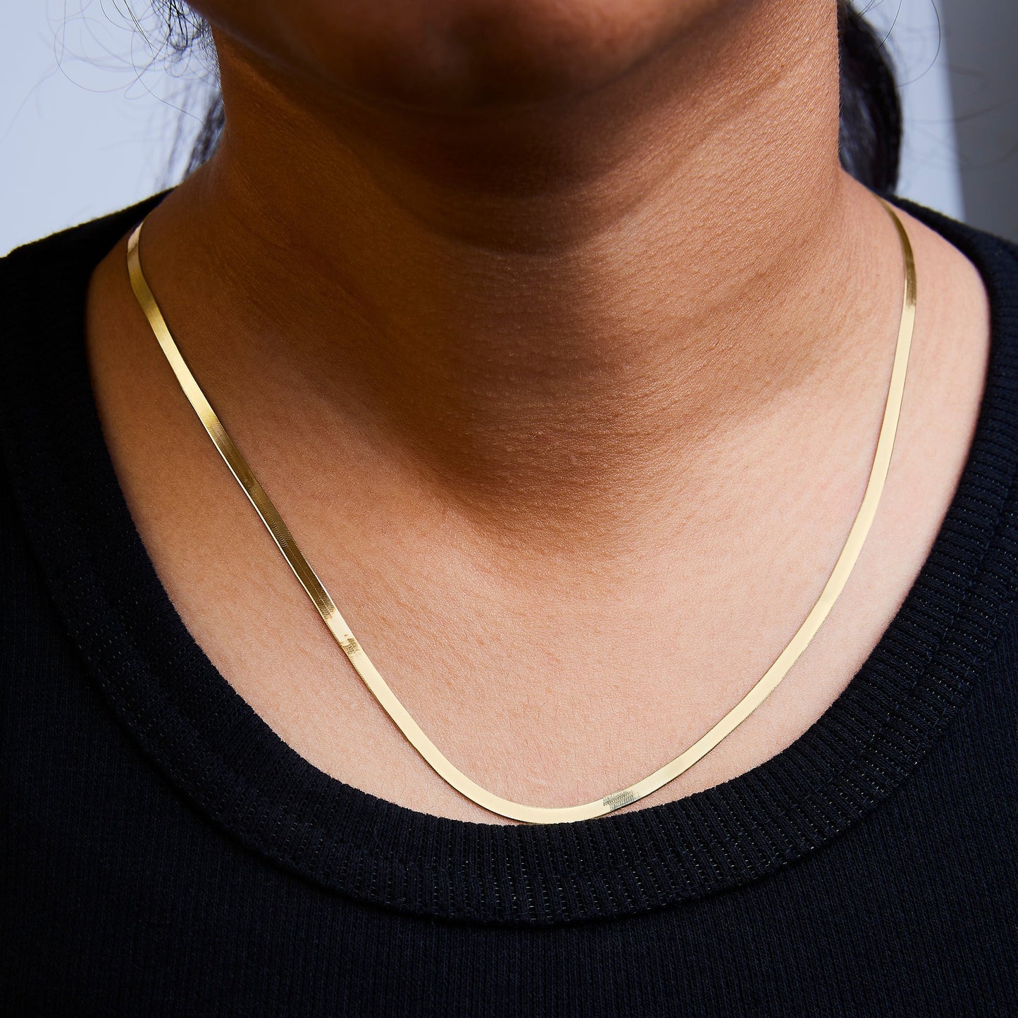 Unisex Solid 14K Yellow Gold 2.8mm Imperial Herringbone Chain Necklace - 18" Inches Bids.com