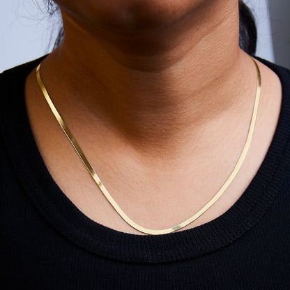 Unisex Solid 14K Yellow Gold 2.8mm Imperial Herringbone Chain Necklace - 18" Inches Bids.com