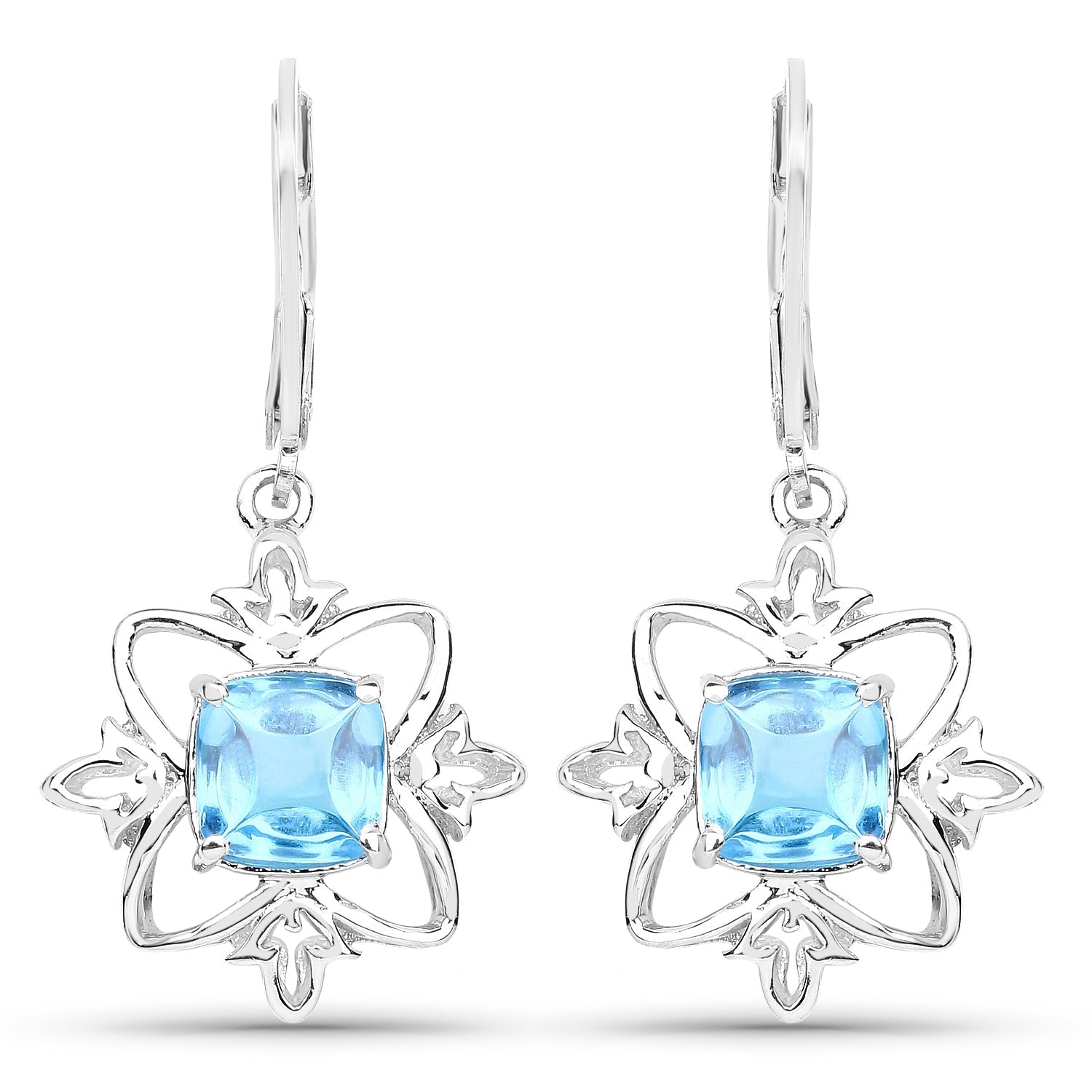 5.30 Carat Genuine Swiss Blue Topaz .925 Sterling Silver Earrings Bids.com