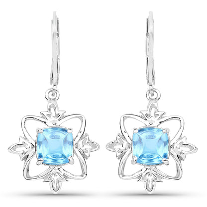 5.30 Carat Genuine Swiss Blue Topaz .925 Sterling Silver Earrings Bids.com