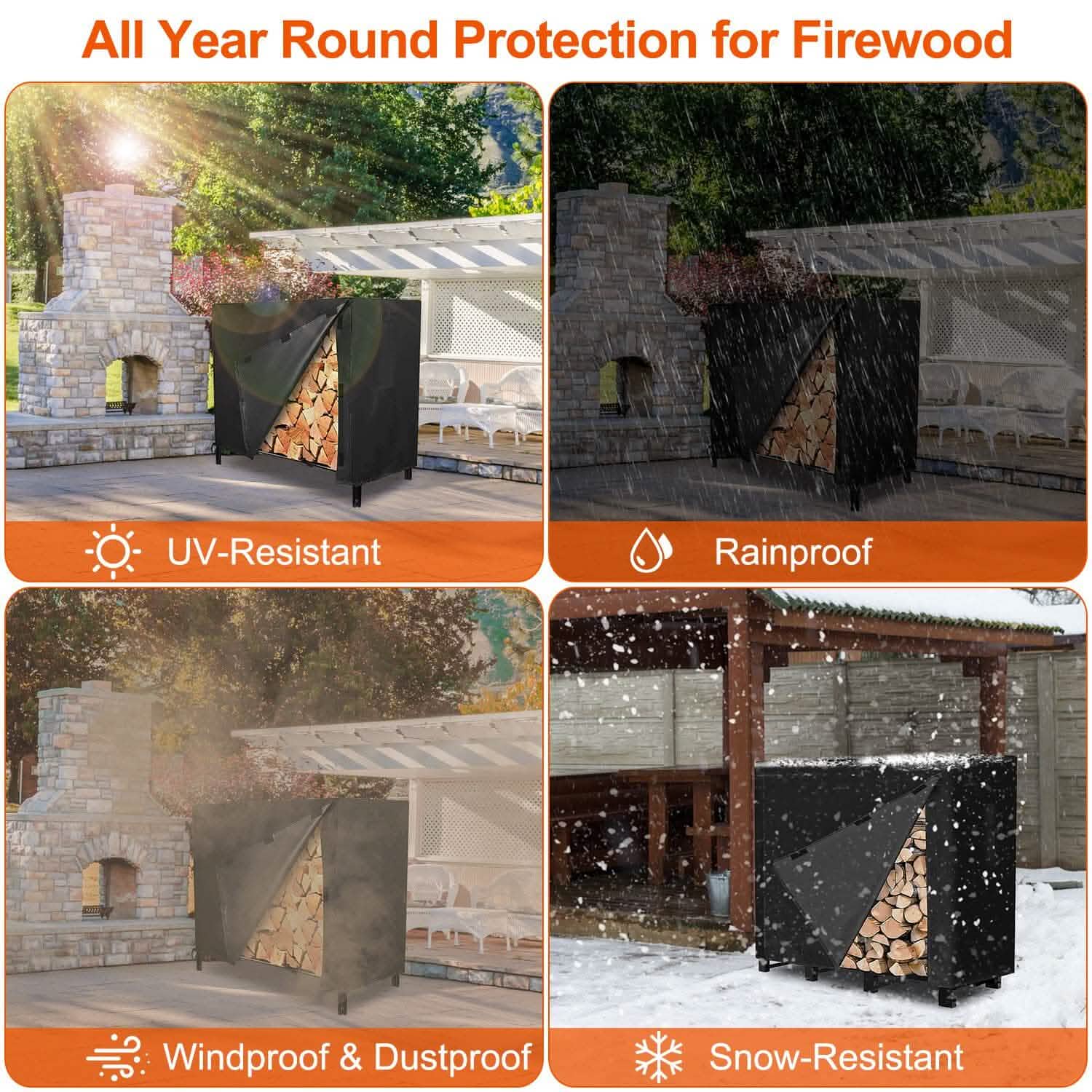 420D Oxford Fabric Firewood Rectangular Log Rack Cover DailySale