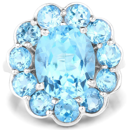 8.77 Carat Genuine Swiss Blue Topaz .925 Sterling Silver Ring Bids.com