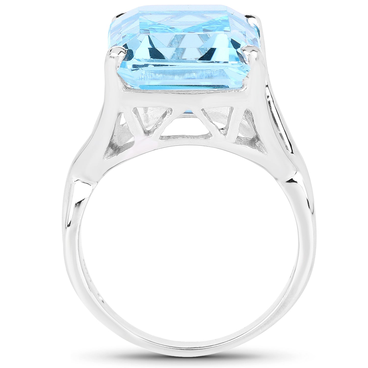 14.20 Carat Genuine Blue Topaz .925 Sterling Silver Ring Bids.com