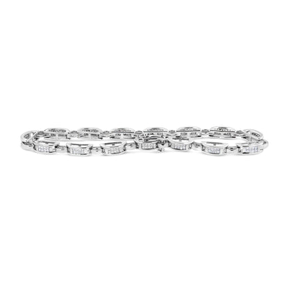 14K White Gold 1.00 Cttw Princess-Cut Diamond Link Bracelet (I-J Color, I1-I2 Clarity) - Size 7.25 Bids.com