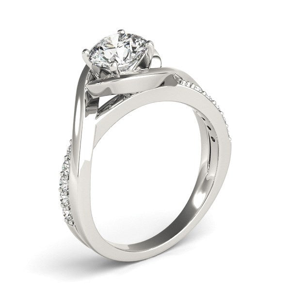 14k White Gold Split Band Round Bypass Diamond Engagement Ring (1 1/8 cttw) Bids.com