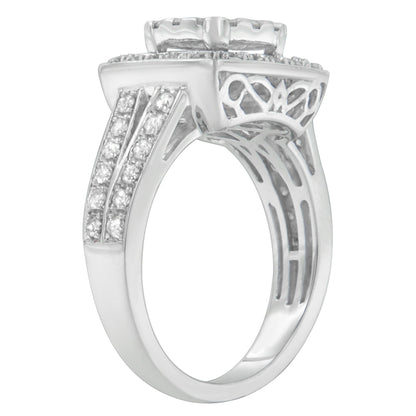 10K White Gold Diamond Cluster Ring (1 Cttw, H-I Color, SI2-I1 Clarity) - Size 6-1/2 Bids.com