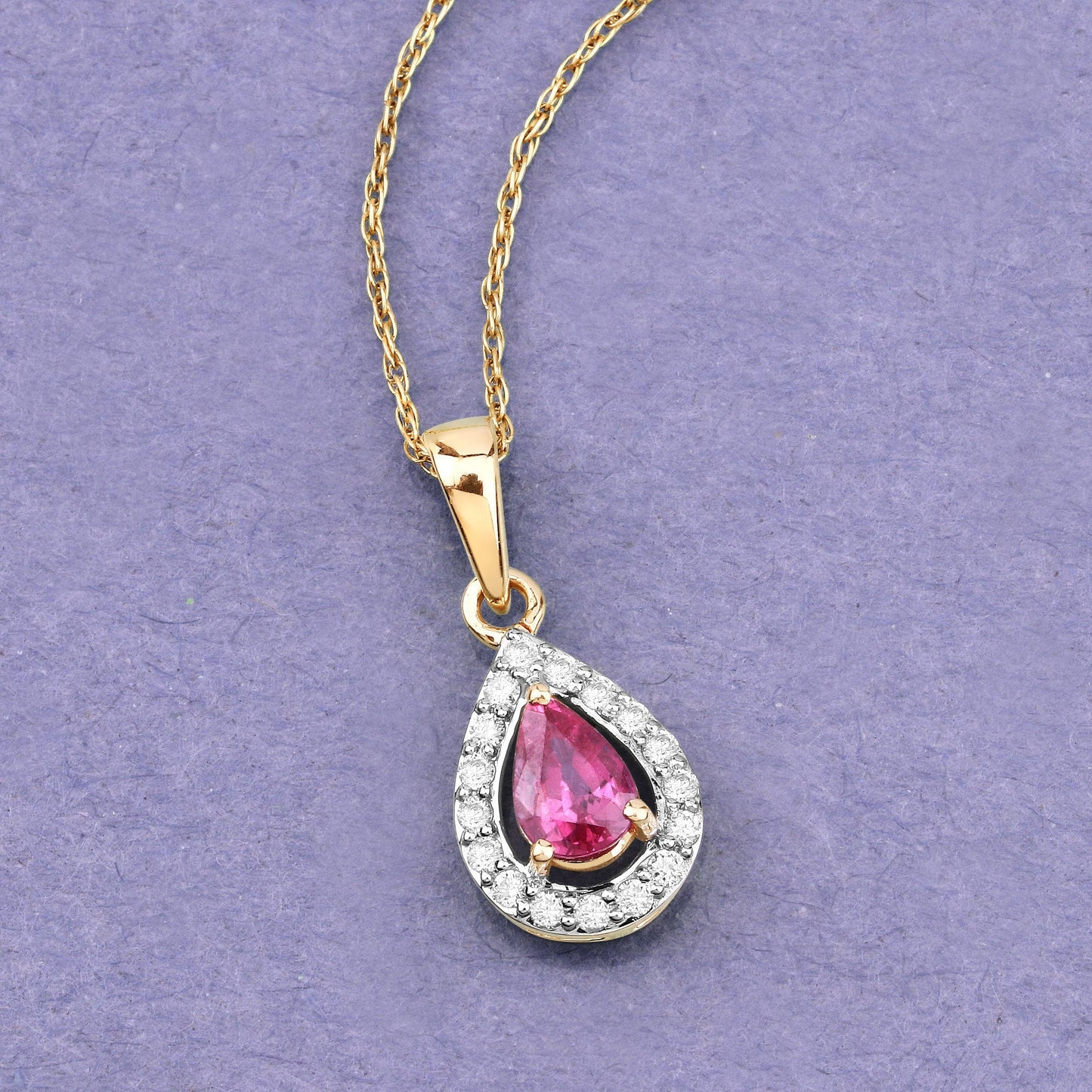 1.03 Carat Genuine Ruby and White Diamond 14K Yellow Gold Pendant Bids.com