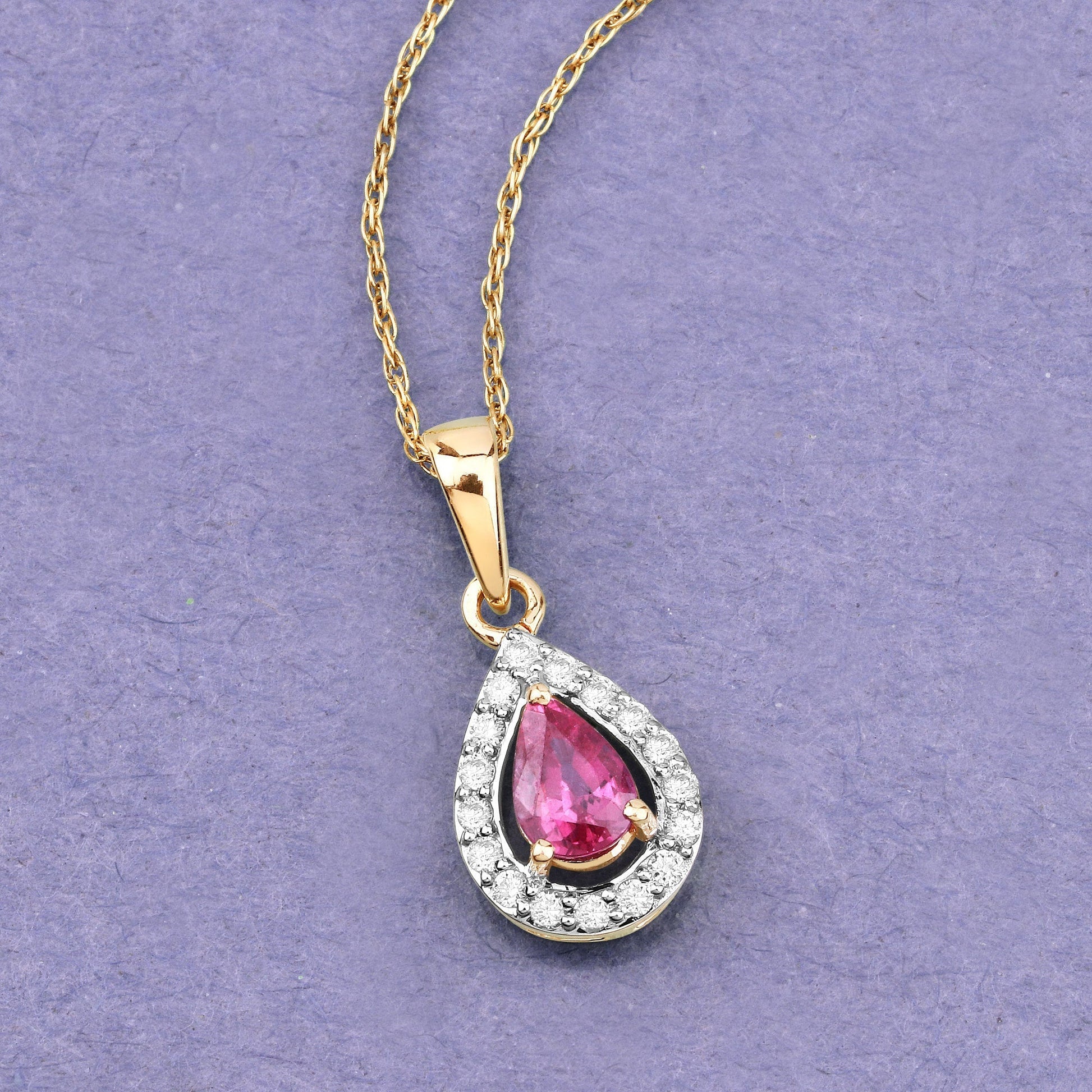 1.03 Carat Genuine Ruby and White Diamond 14K Yellow Gold Pendant Bids.com