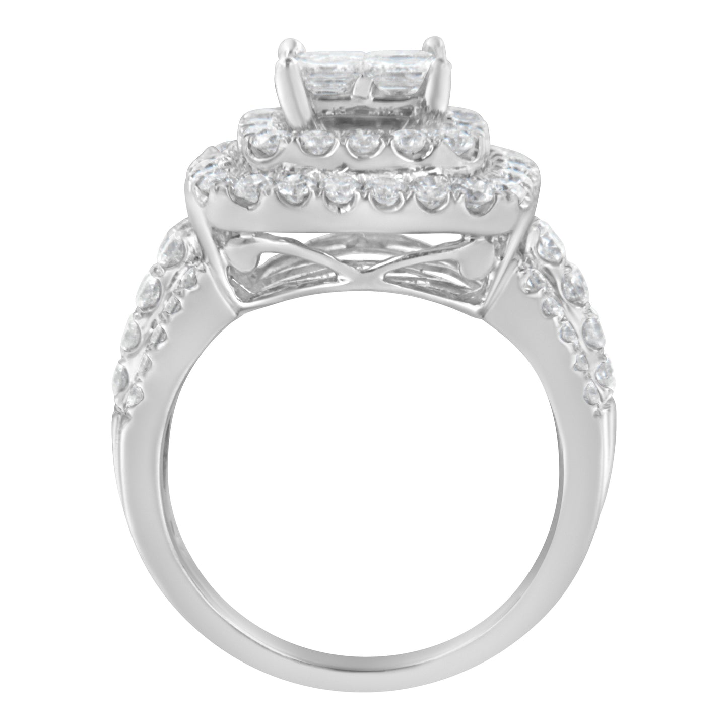 14KT White Gold Round and Princess Diamond Ring (2 1/4 cttw, H-I Color, SI1-SI2 Clarity) Bids.com
