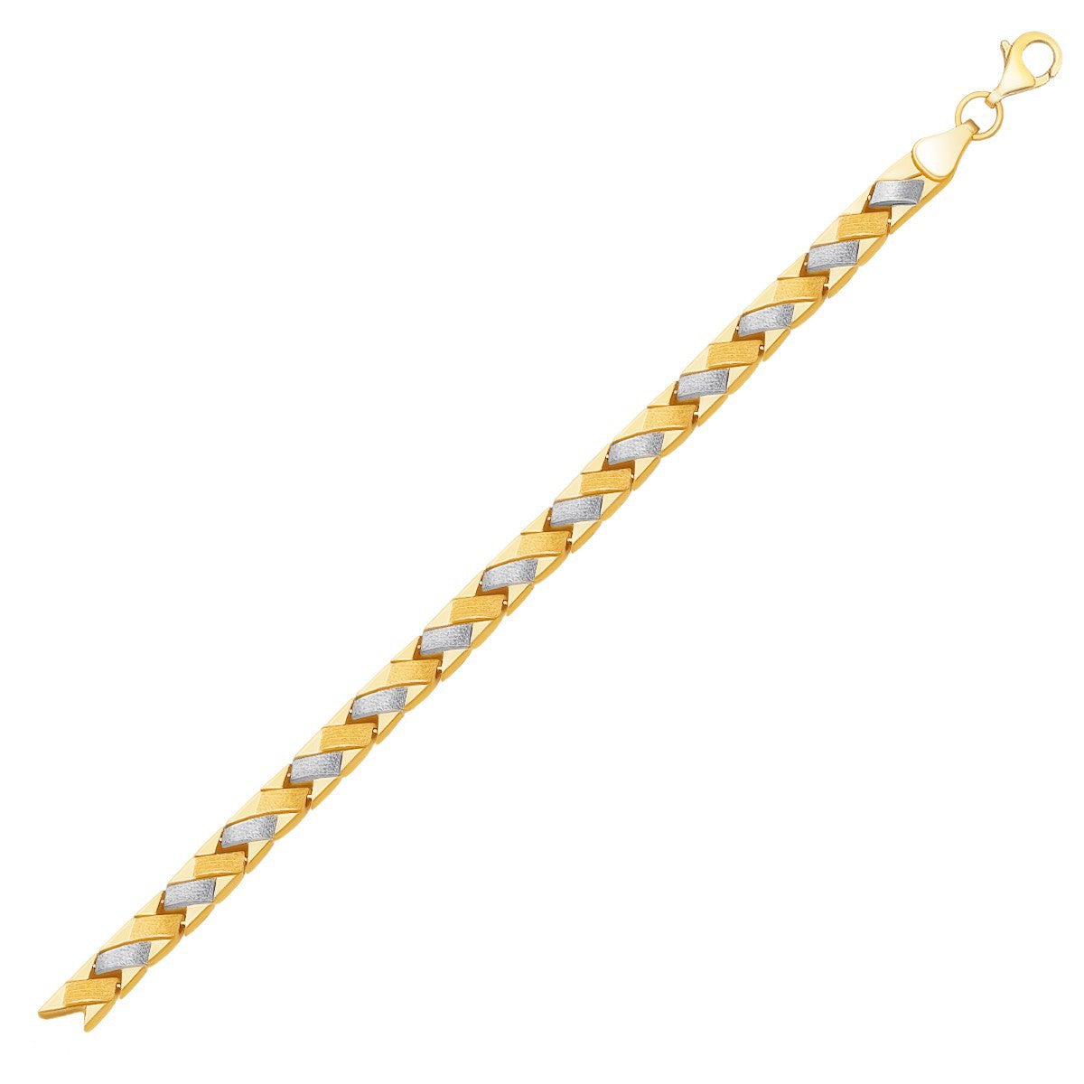 14k Two-Tone Gold Fancy Weave Bracelet with Contrasting Finish Bids.com