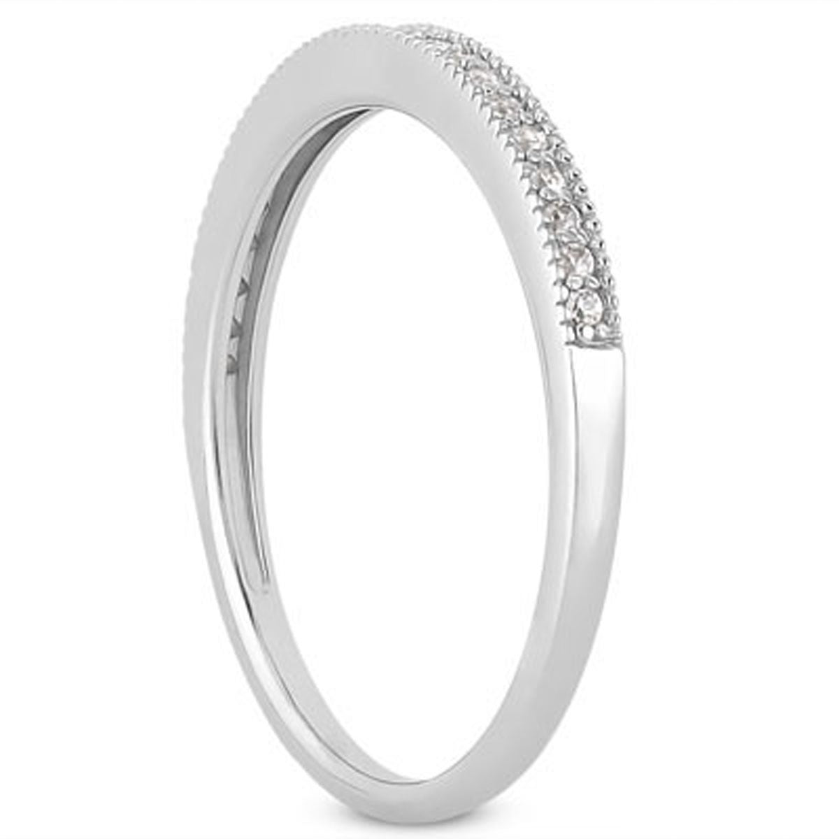 14k White Gold Diamond Micro Pave Diamond Milgrain Wedding Ring Band Bids.com