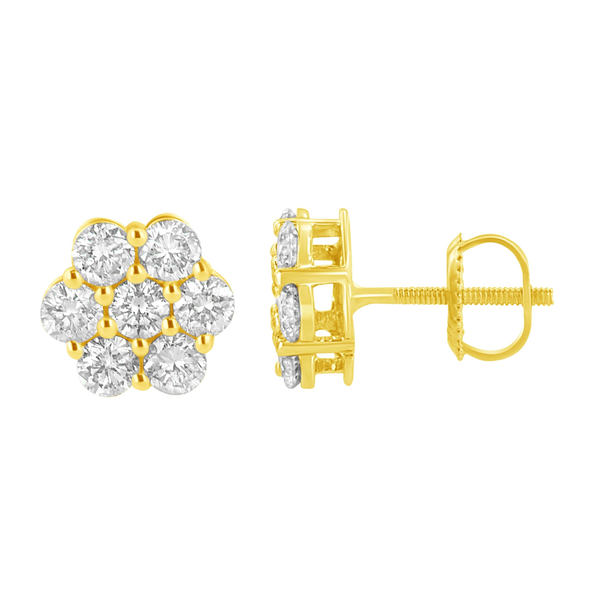 14K Yellow Gold 1.0 Cttw Diamond Flower Earring (J-K Color, I1-I2 Clarity) Bids.com