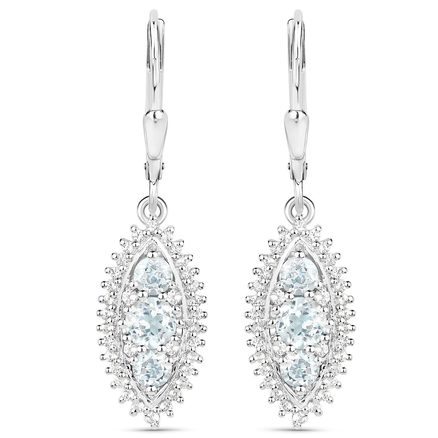 4.50 Carat Genuine Blue Topaz and White Topaz .925 Sterling Silver 3 Piece Jewelry Set (Ring, Earrings, and Pendant w/ Chain) Bids.com