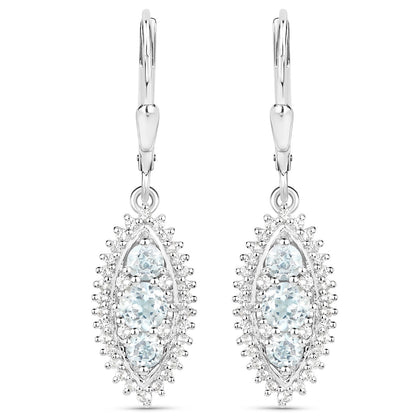 4.50 Carat Genuine Blue Topaz and White Topaz .925 Sterling Silver 3 Piece Jewelry Set (Ring, Earrings, and Pendant w/ Chain) Bids.com