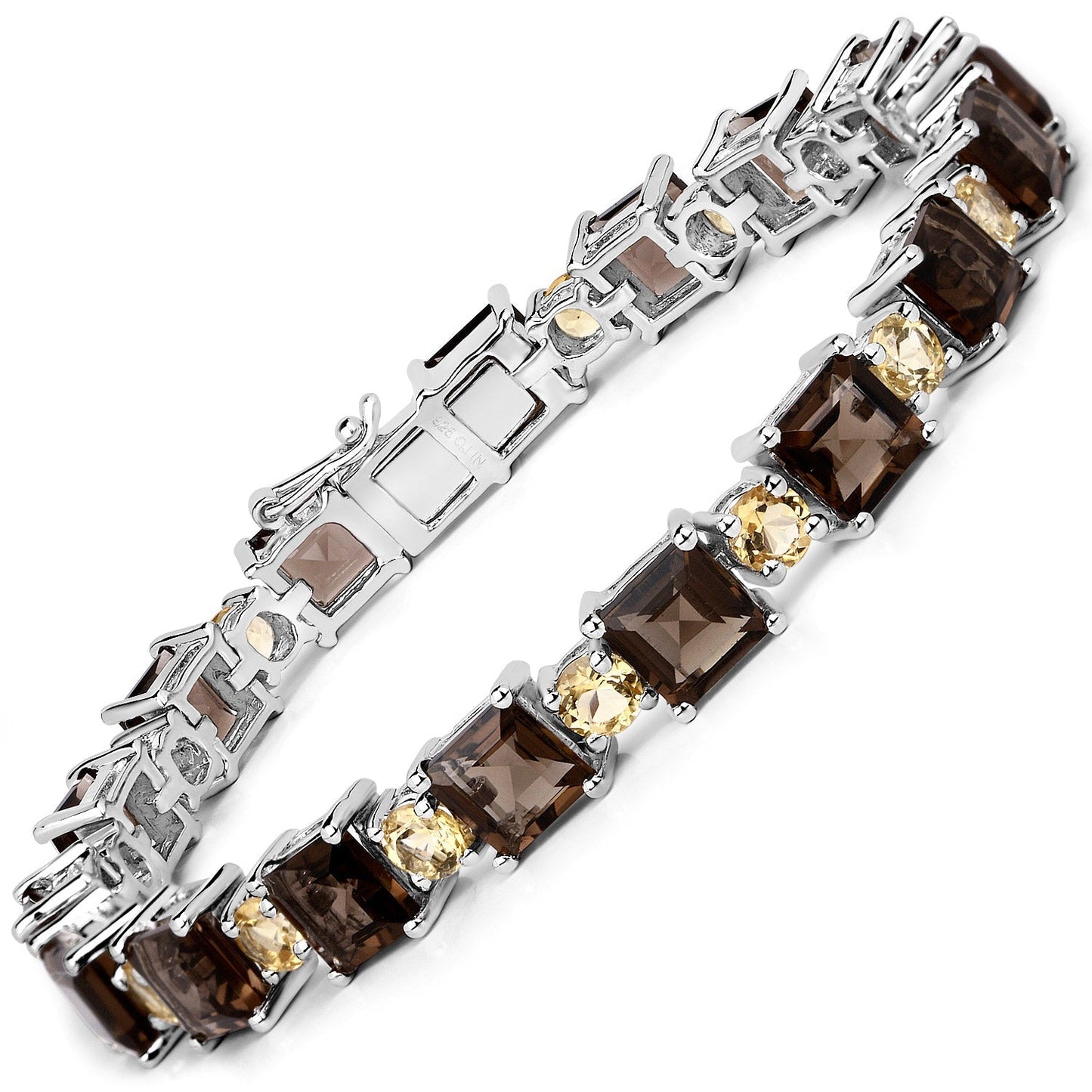 23.46 Carat Genuine Smoky Quartz and Citrine .925 Sterling Silver Bracelet Bids.com