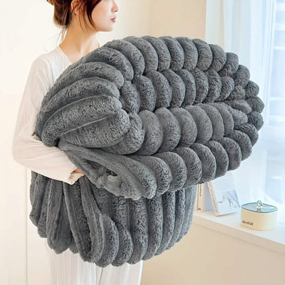 Ultra-Soft Double-Sided Fleece Blanket – Gray (All-Season) DailySale
