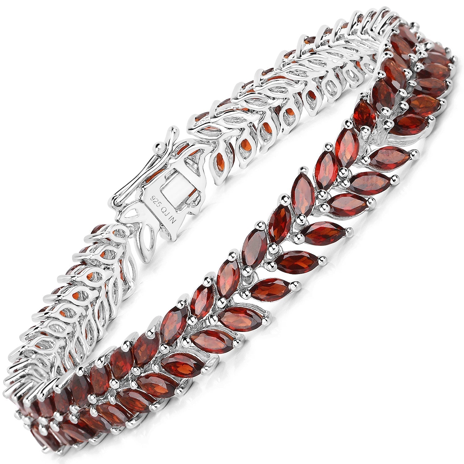 18.40 Carat Genuine Garnet .925 Sterling Silver Bracelet Bids.com