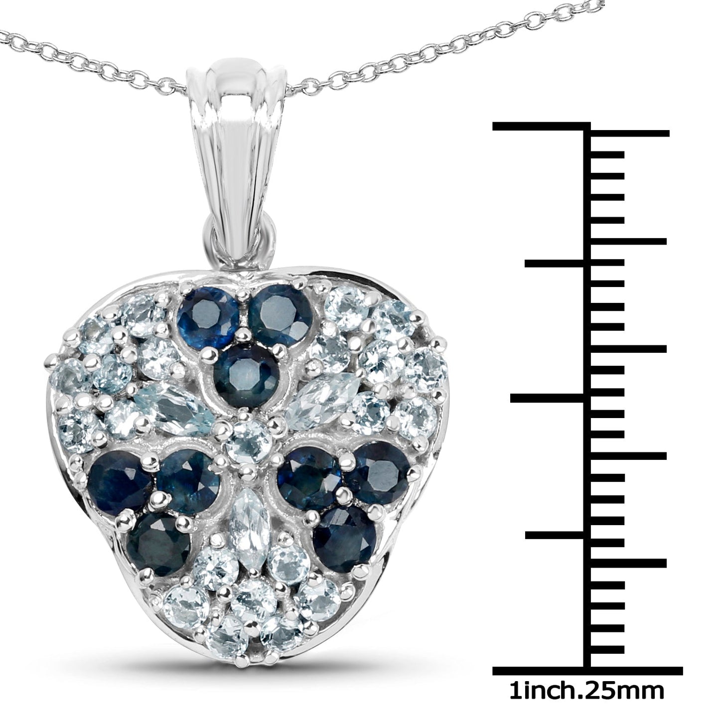 2.73 Carat Genuine Blue Sapphire and Aquamarine .925 Sterling Silver Pendant Bids.com