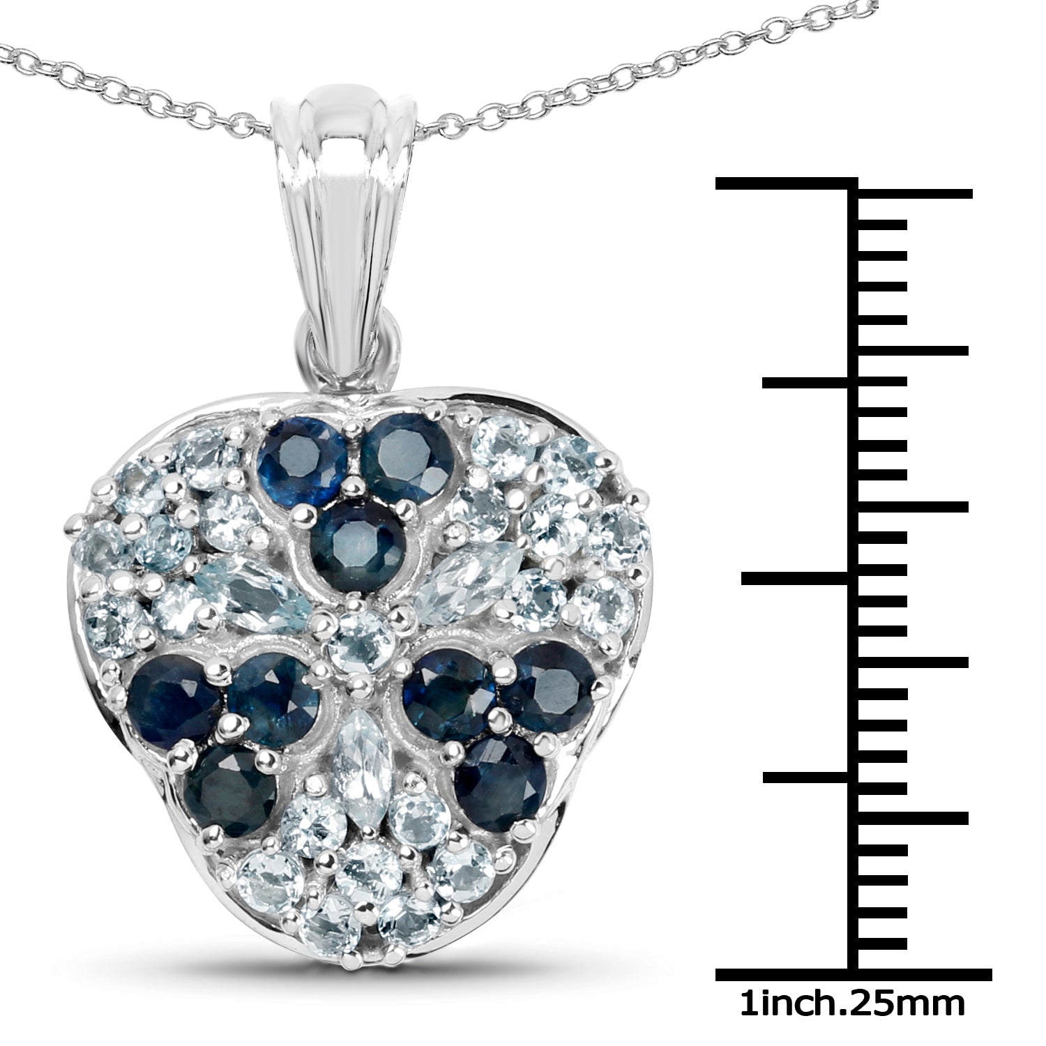 2.73 Carat Genuine Blue Sapphire and Aquamarine .925 Sterling Silver Pendant Bids.com
