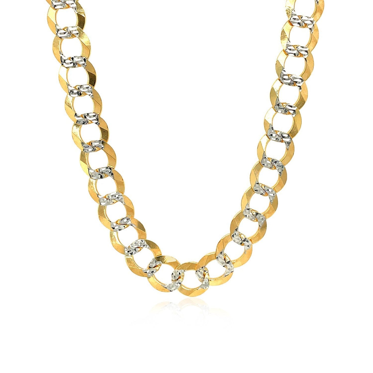 8.2 mm 14k Two Tone Gold Pave Curb Chain Bids.com