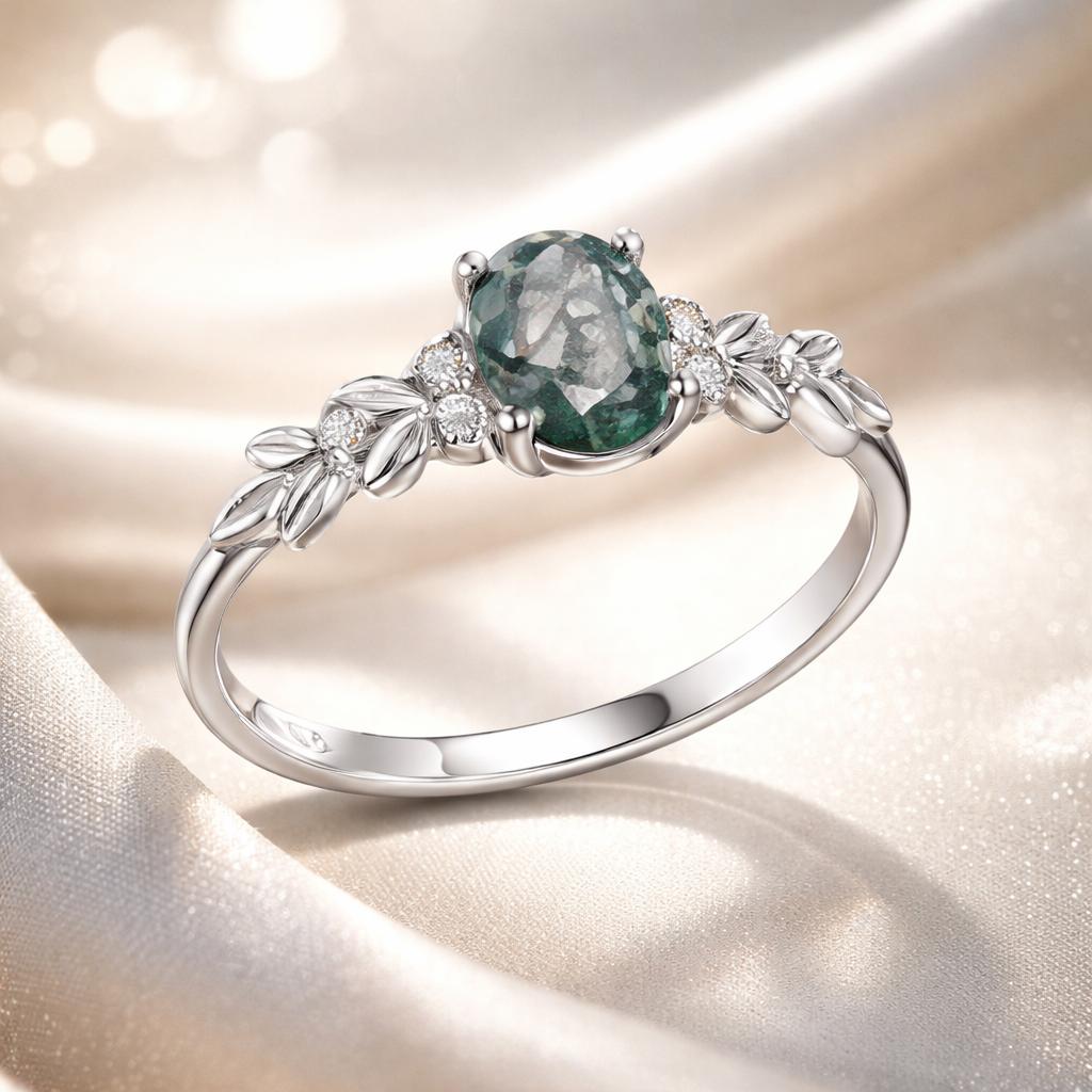 925 Sterling Silver Agate and CZ Pendant Ring Size 6 for Women Bids.com