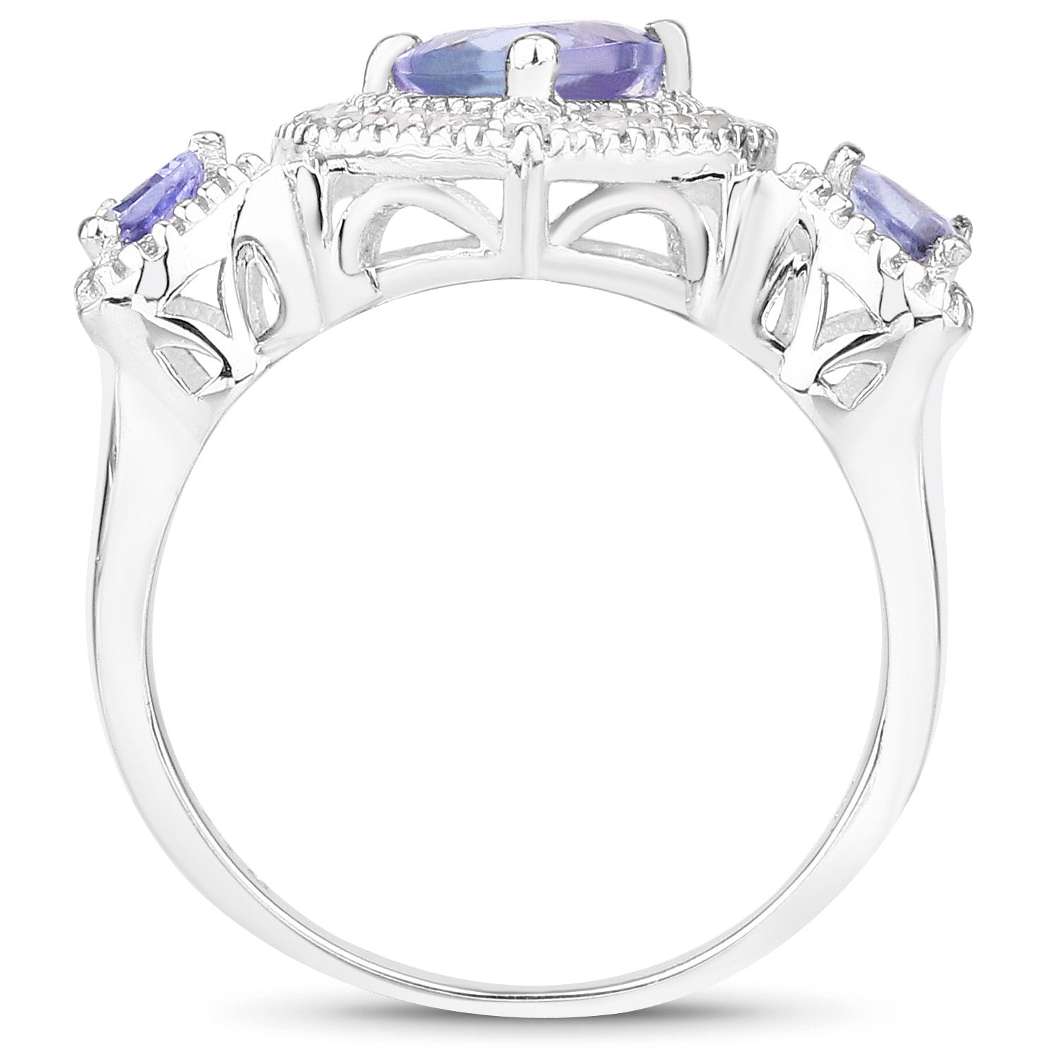 1.09 Carat Genuine Tanzanite and White Diamond .925 Sterling Silver Ring Bids.com