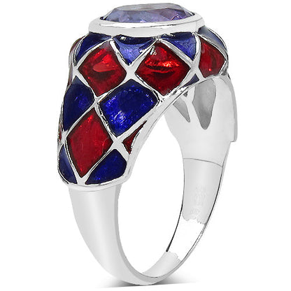 2.16 Carat Genuine Amethyst & White Diamond .925 Sterling Silver Ring Bids.com