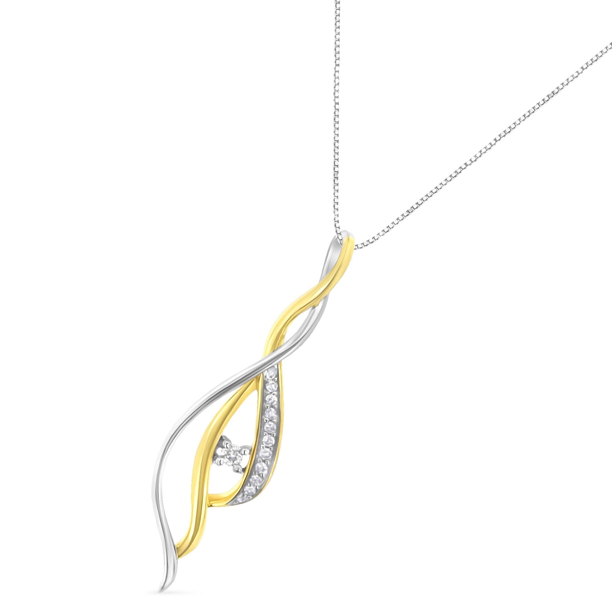 10K Yellow and White Gold Round Cut Diamond Accent Cascade 18" Pendant Necklace (J-K Color, I2-I3 Clarity) Bids.com