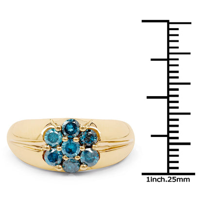 14K Yellow Gold Plated 0.98 Carat Genuine Blue Diamond .925 Sterling Silver Ring Bids.com