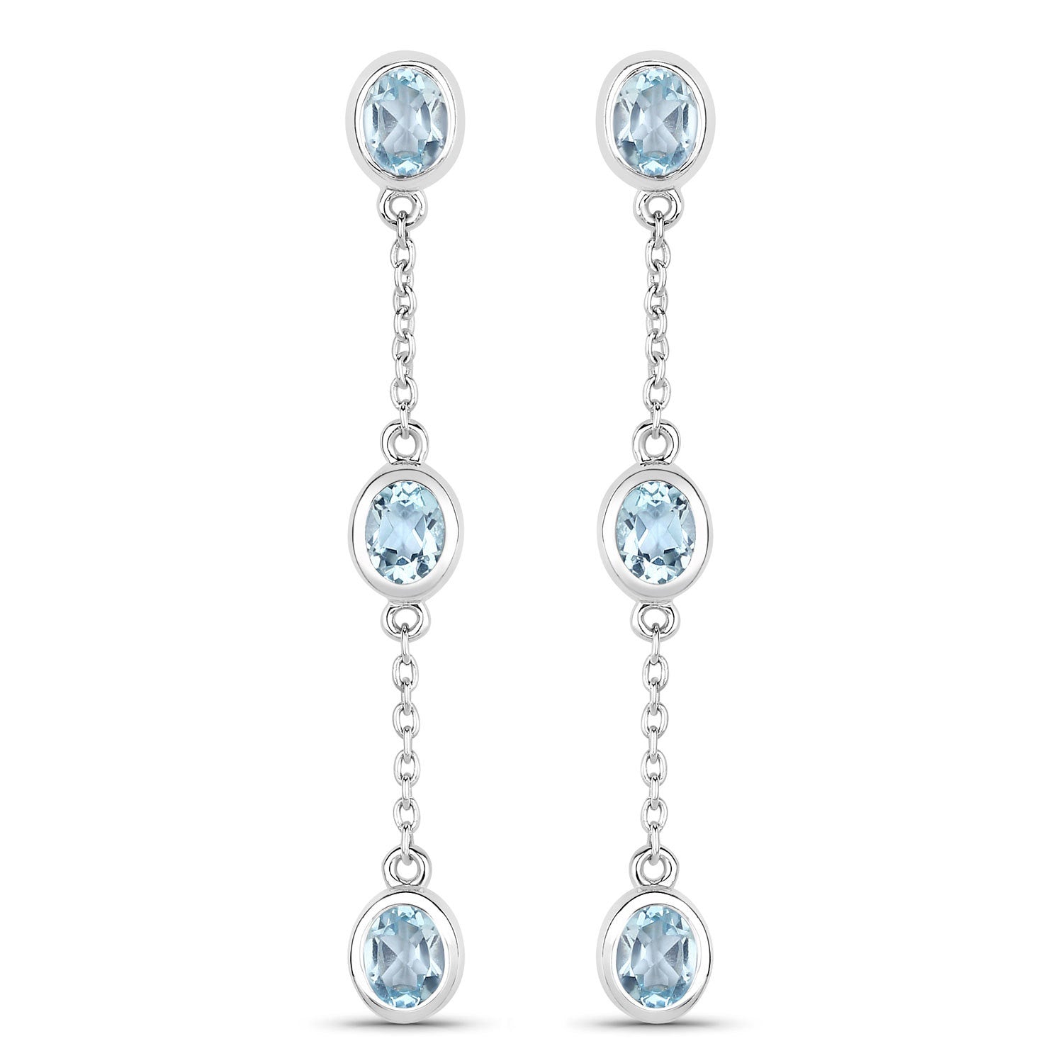 2.16 Carat Genuine Blue Topaz .925 Sterling Silver Earrings Bids.com