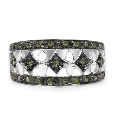 0.32 Carat Genuine Green Diamond .925 Sterling Silver Ring Bids.com