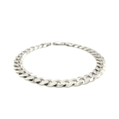 Rhodium Plated 7.9mm Sterling Silver Curb Style Bracelet Bids.com