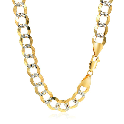 8.2 mm 14k Two Tone Gold Pave Curb Chain Bids.com