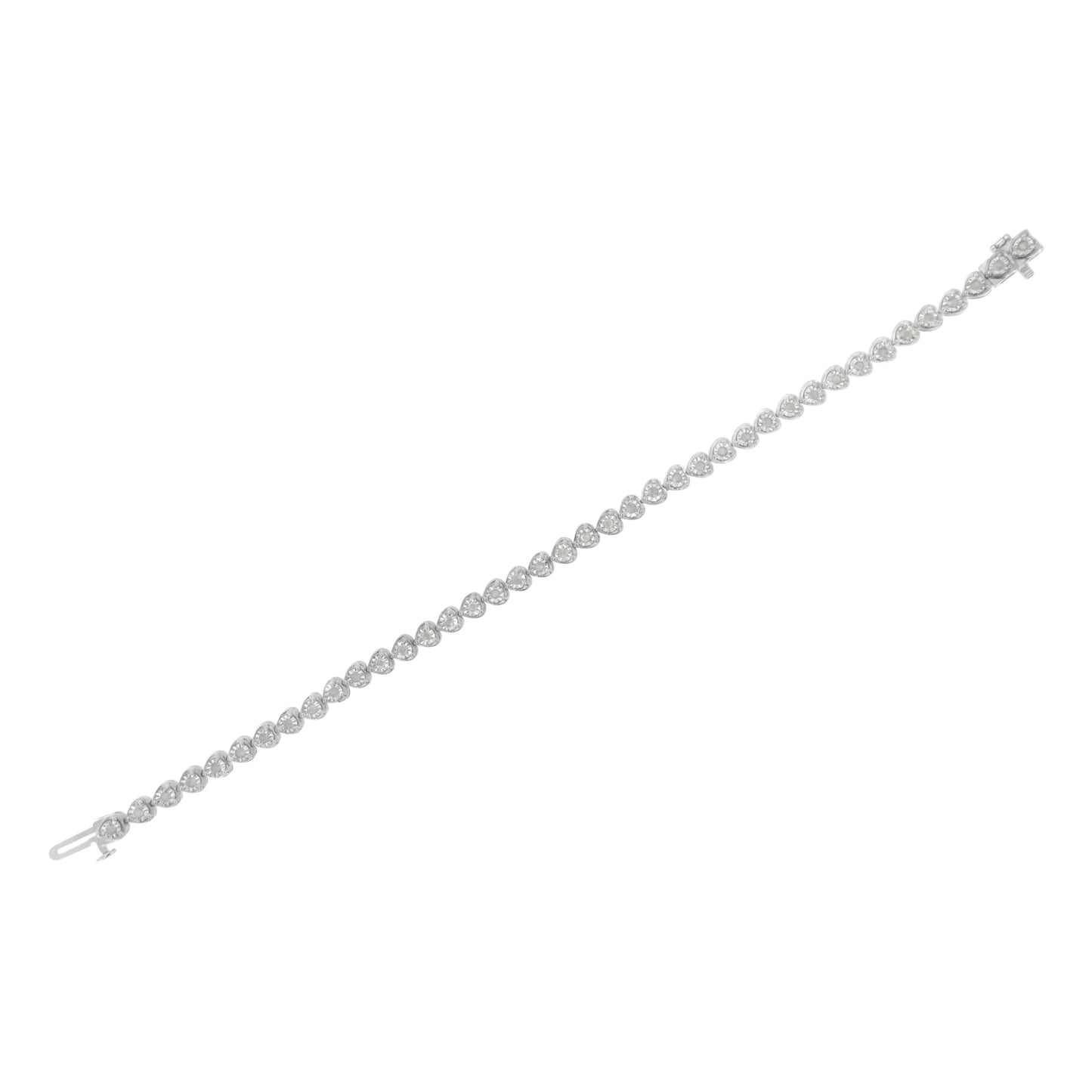 .925 Sterling Silver 1.0 Cttw Miracle Set Diamond Heart-Link 7" Tennis Bracelet (I-J Color, I2-I3 Clarity) Bids.com