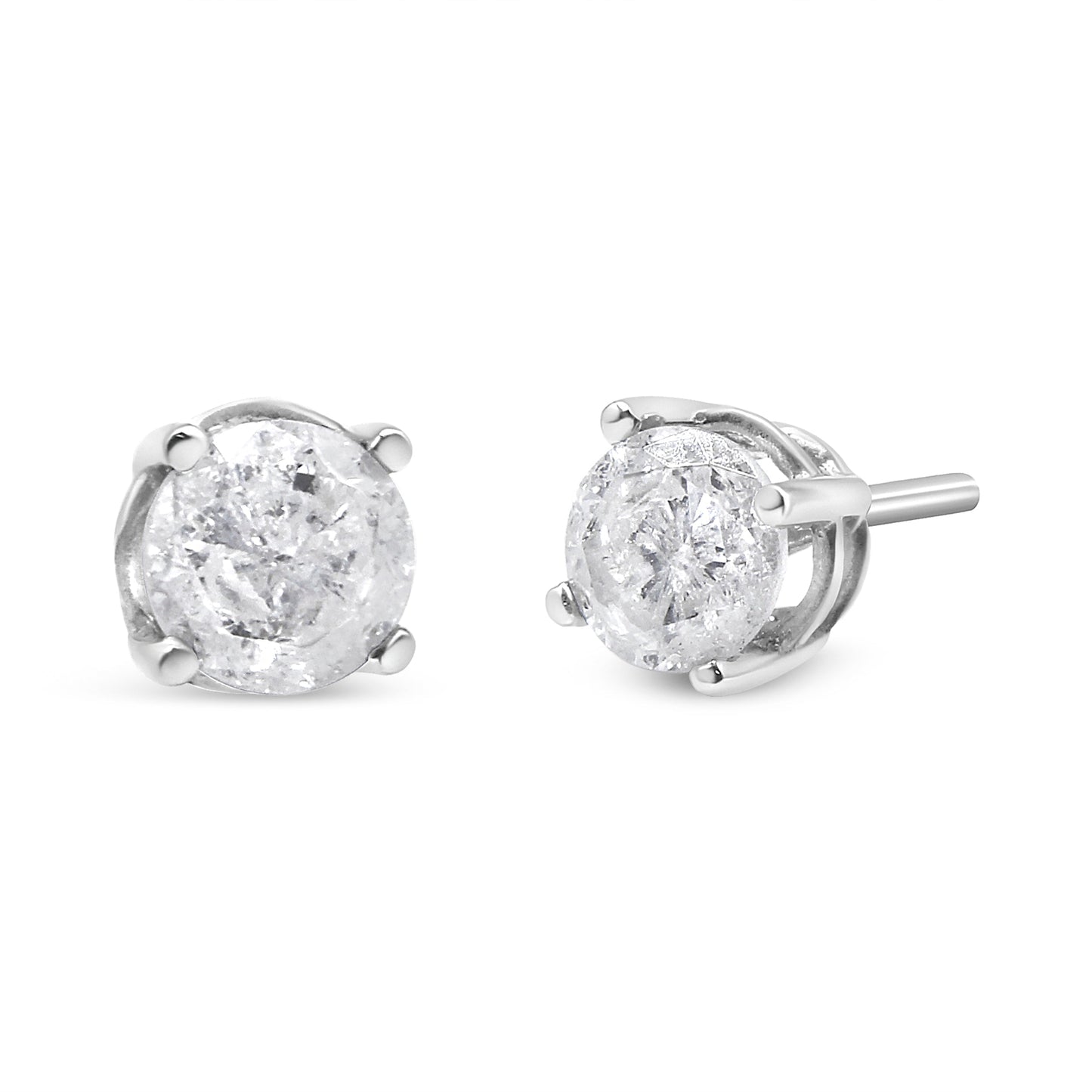 14K White Gold 3/4 Cttw Lab Grown Diamond 4-Prong Classic Stud Earrings (F-G Color, VS2-SI1 Clarity) Bids.com