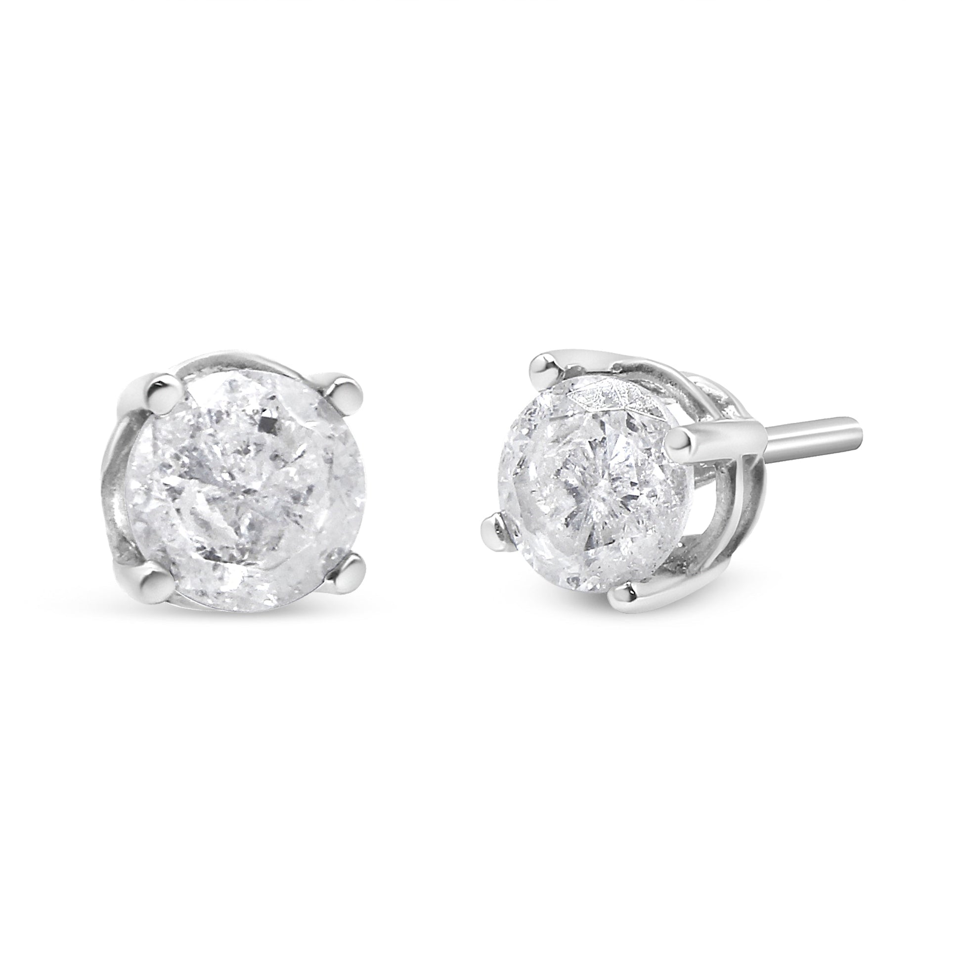 14K White Gold 3/4 Cttw Lab Grown Diamond 4-Prong Classic Stud Earrings (F-G Color, VS2-SI1 Clarity) Bids.com