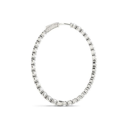 Oval Shape Two Sided Diamond Hoop Earrings in 14k White Gold (2 cttw) Bids.com