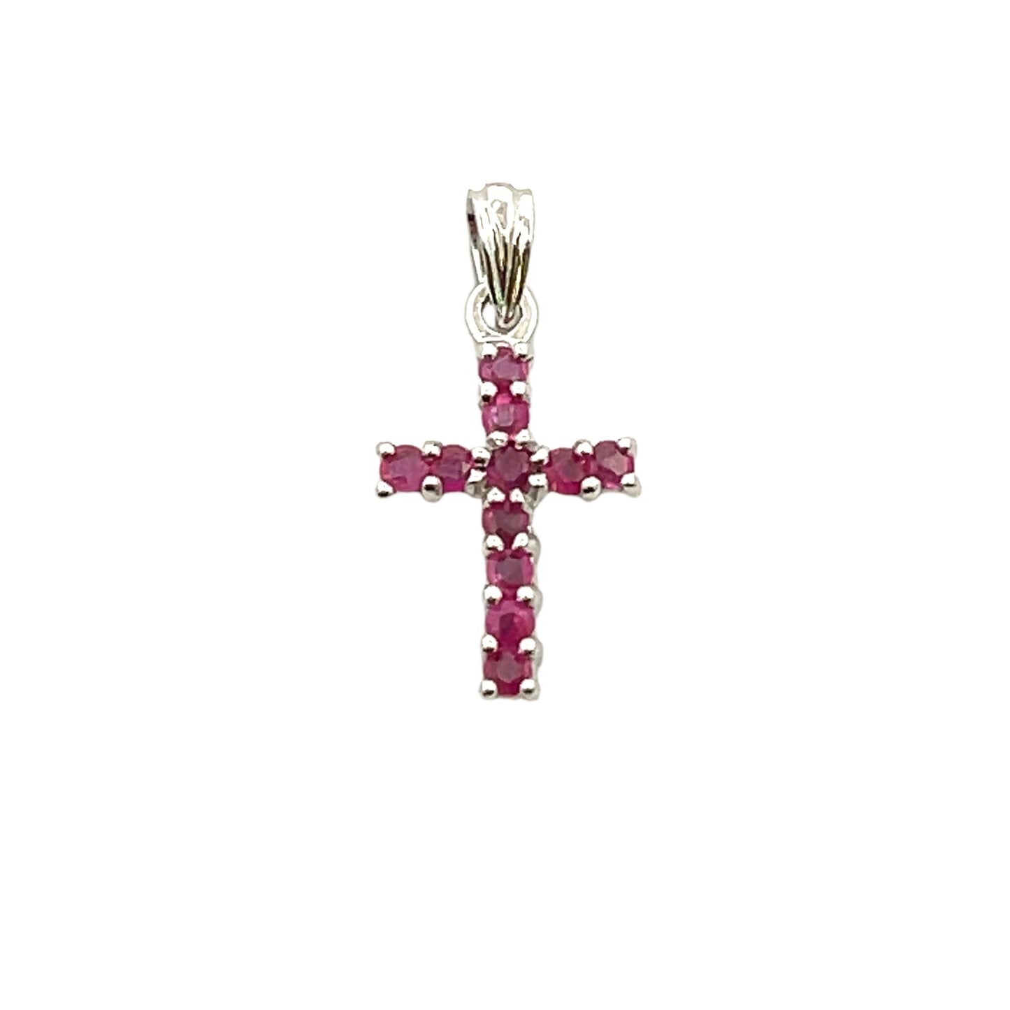 .21ct Ruby Cross Religious Pendant 10KT White Gold Bids.com