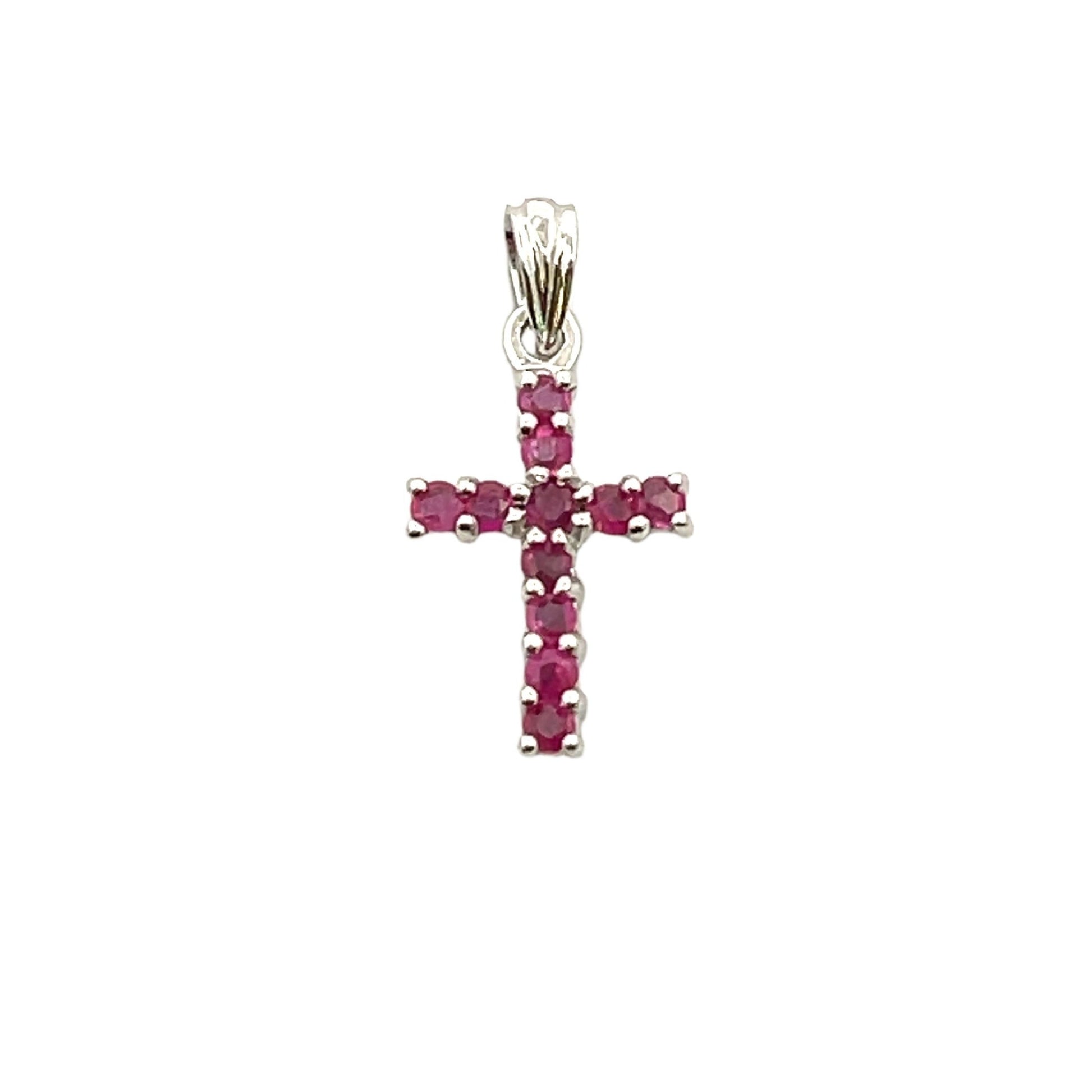 .21ct Ruby Cross Religious Pendant 10KT White Gold Bids.com