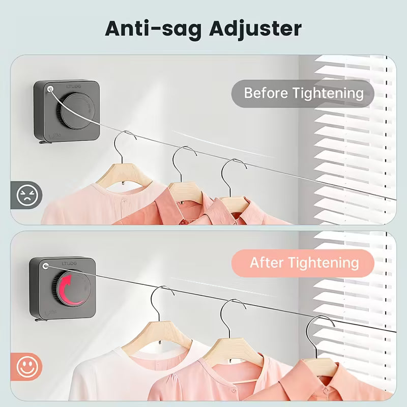 Retractable Clothesline – Heavy-Duty Wall-Mount Laundry Rack DailySale