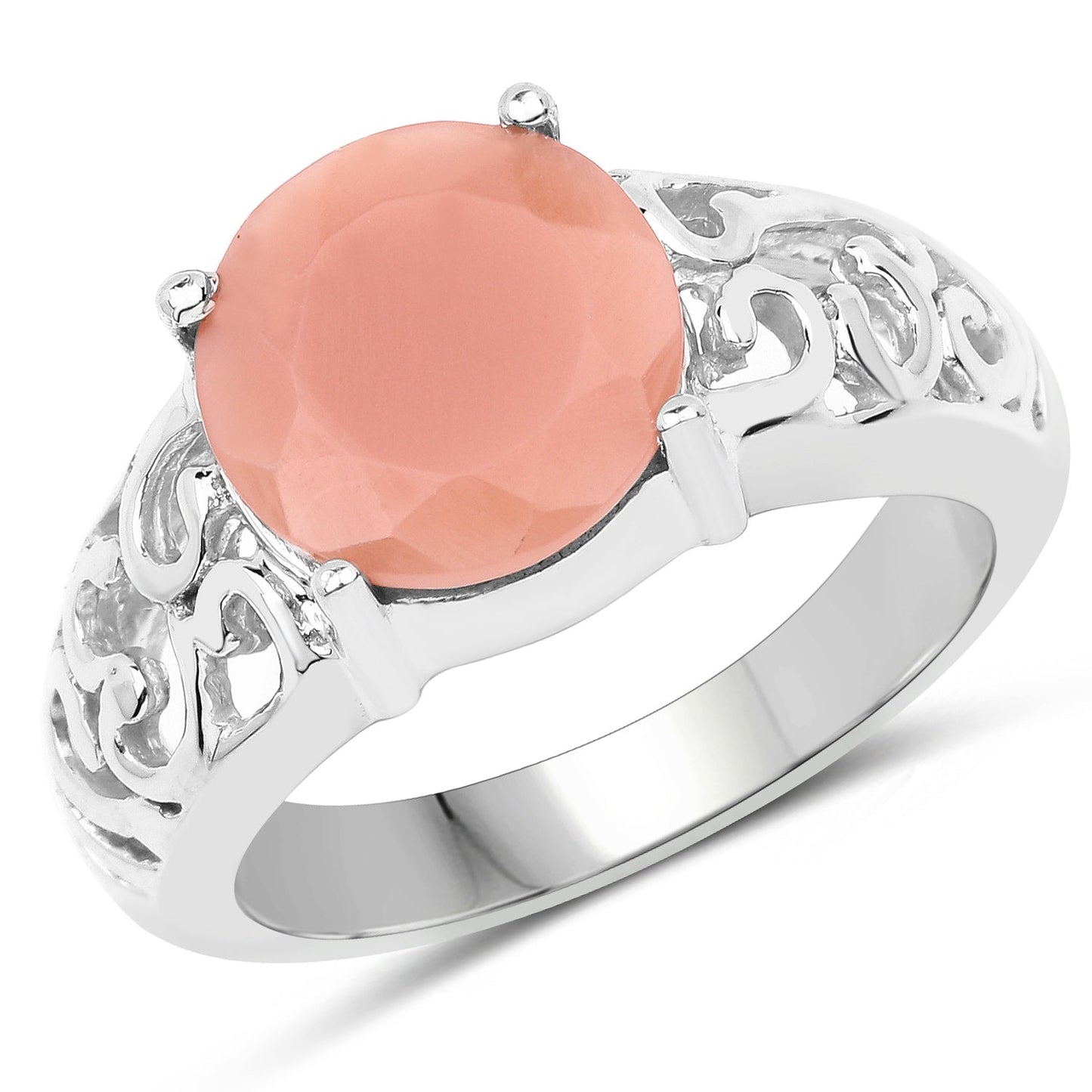 3.30 Carat Genuine Peach Moonstone .925 Sterling Silver Ring Bids.com