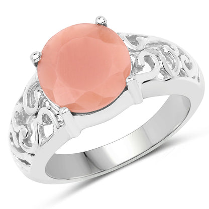 3.30 Carat Genuine Peach Moonstone .925 Sterling Silver Ring Bids.com