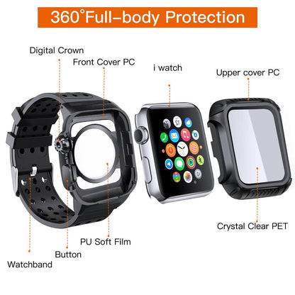 44 MM Full Cover Clear Case Screen Protector with Bands for Apple iWatch 4 and 5 DailySale