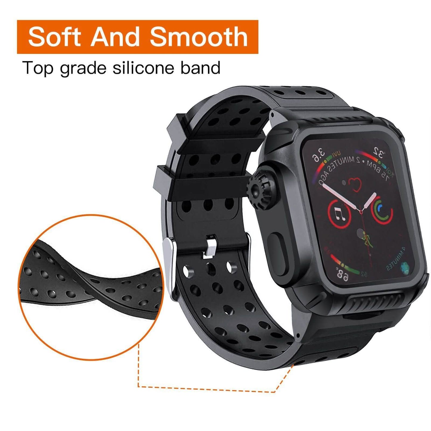 44 MM Full Cover Clear Case Screen Protector with Bands for Apple iWatch 4 and 5 DailySale