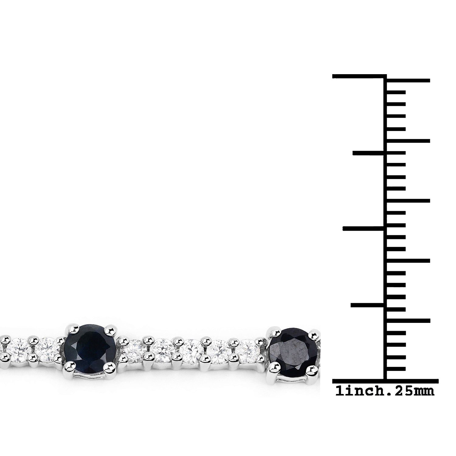 6.21 Carat Genuine Blue Sapphire and White Zircon .925 Sterling Silver Bracelet Bids.com