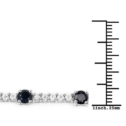 6.21 Carat Genuine Blue Sapphire and White Zircon .925 Sterling Silver Bracelet Bids.com
