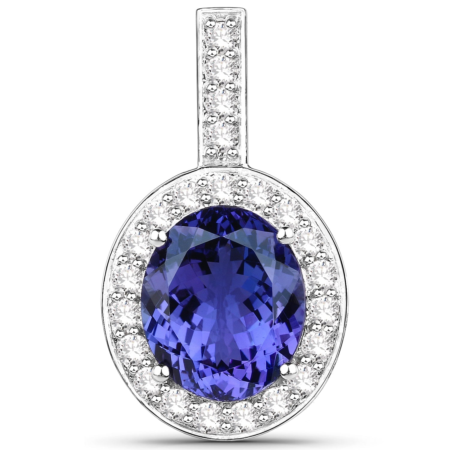 10.15 Carat Genuine Tanzanite and White Diamond 18K White Gold Pendant Bids.com