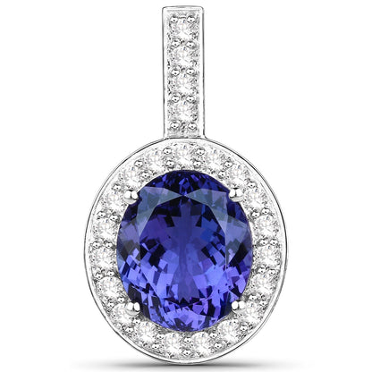 10.15 Carat Genuine Tanzanite and White Diamond 18K White Gold Pendant Bids.com