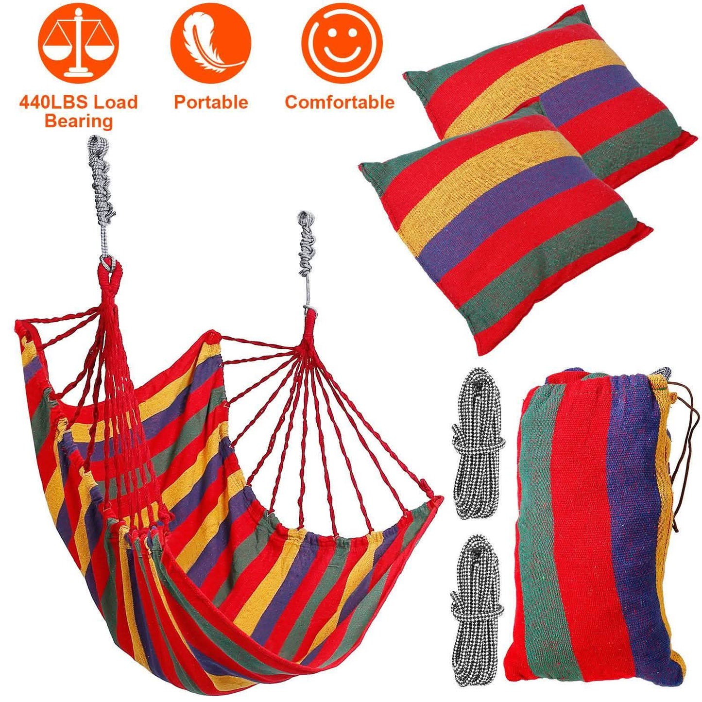 440lbs Hanging Hammock with 2 Pillows DailySale