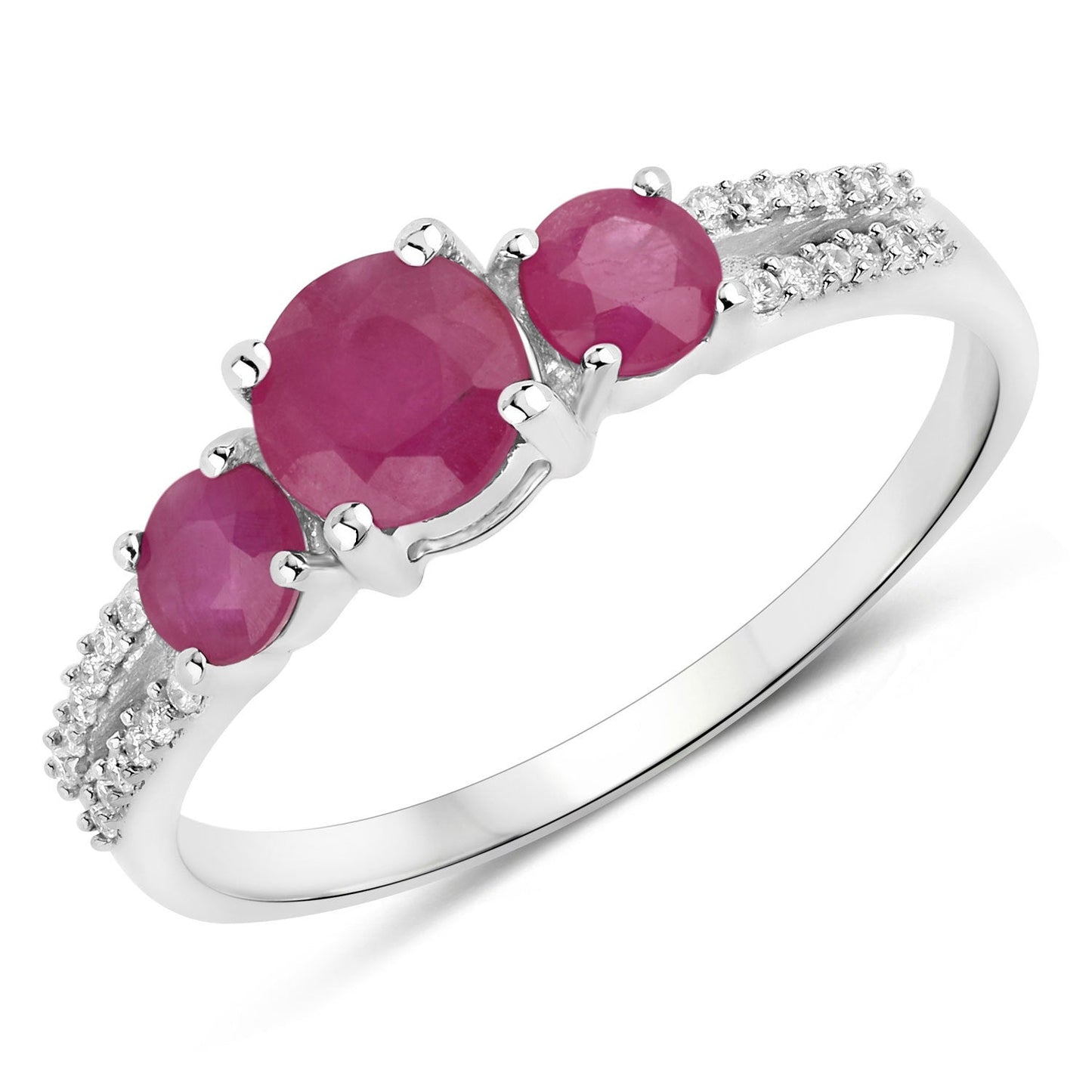 1.02 Carat Genuine Ruby and White Diamond 14K White Gold Ring Bids.com